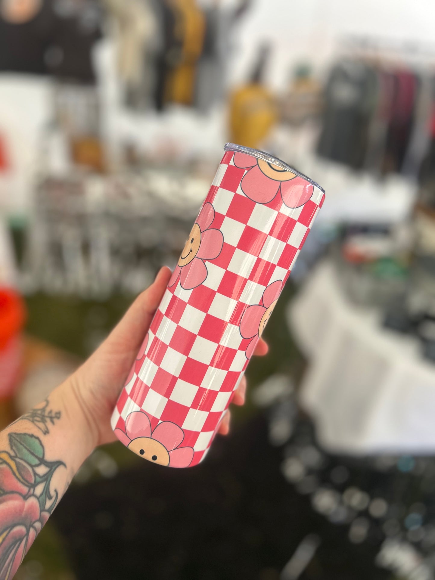 Checkered Smiley Tumbler