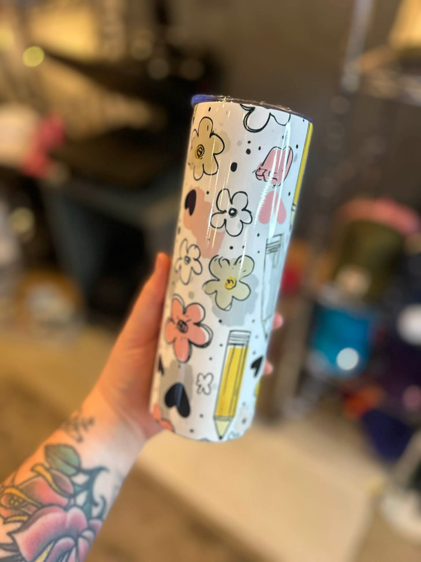 Teacher Tumbler Pencil Floral