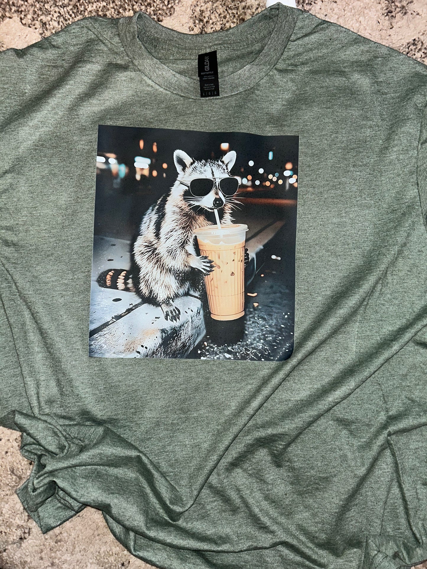 Large Raccoon Coffee Tshirt
