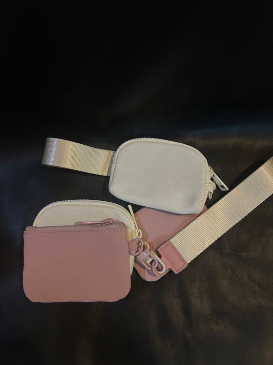 Cream and Pink Wristlet