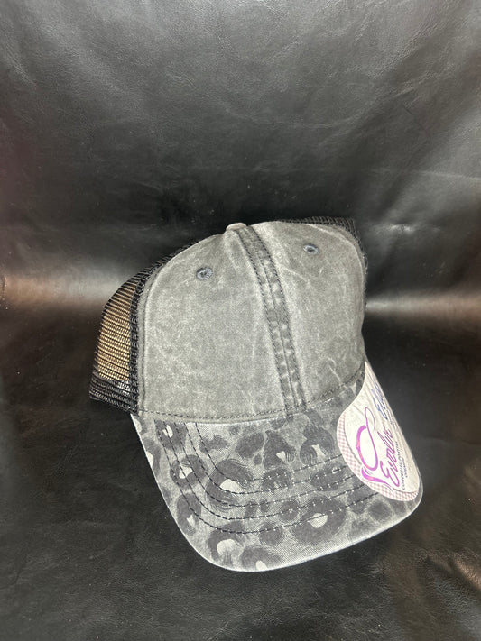 Black Leopard Bill Hat