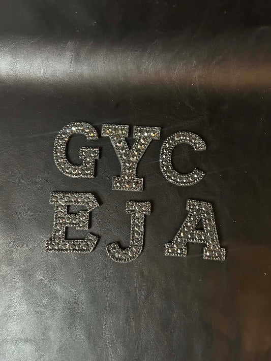 Black Blingy Initial Patches