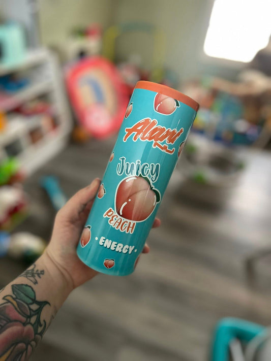 Alani Peach Can 20 Oz  Skinny Tumbler