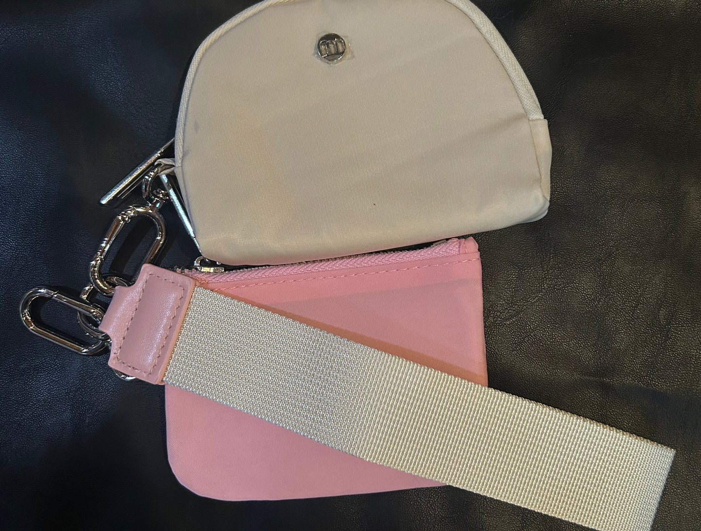 Cream and Baby Pink Wristlet
