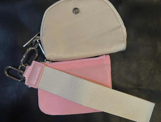 Cream and Baby Pink Wristlet