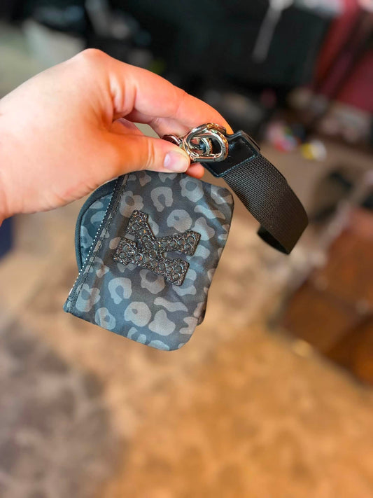 Black K Leopard Wristlet