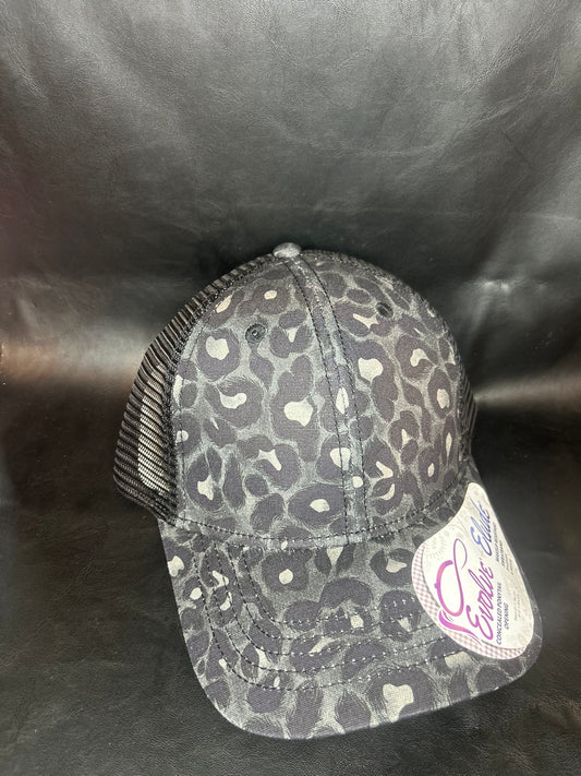 Black Leopard Print Hat