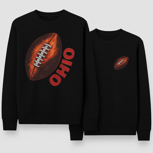 Ohio Faux Glitter Football Back and Pocket Print