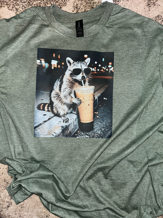 Large Raccoon Coffee Tshirt